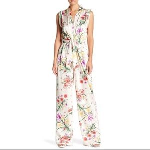 NWT Lucy Paris White Floral Wide Leg Jumpsuit